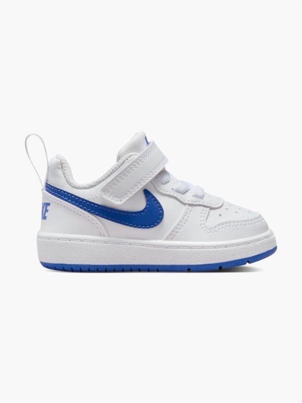 Nike White and Blue Kids Sneakers with Hook-and-Loop Strap